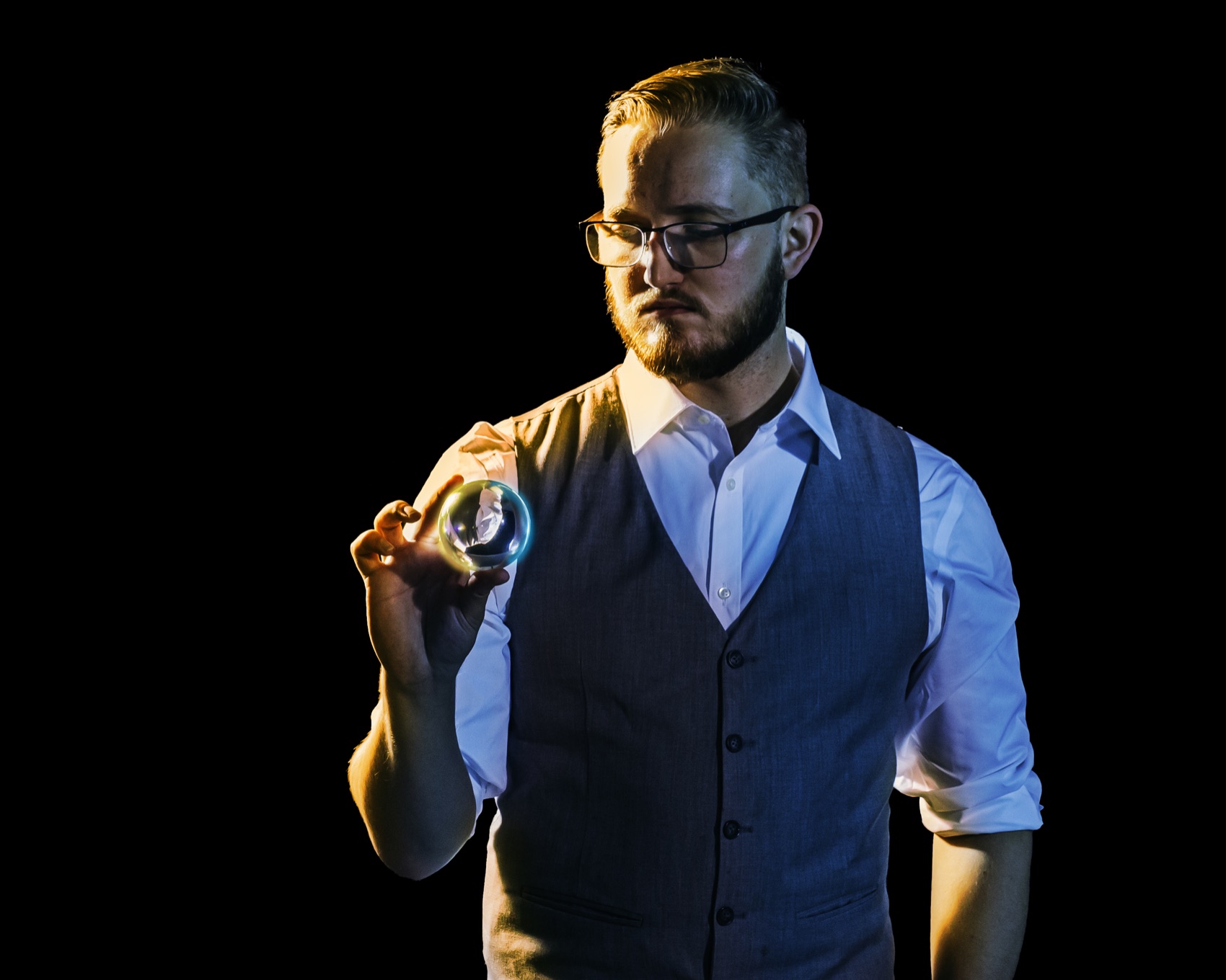 Mr. Gerhardt gazing into a crystal ball